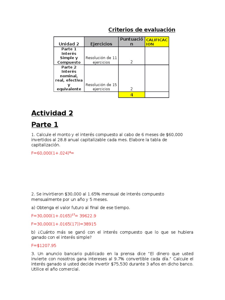 Actividad 2 Mate Financieras - Compress | PDF | Interés | Tasas de interés