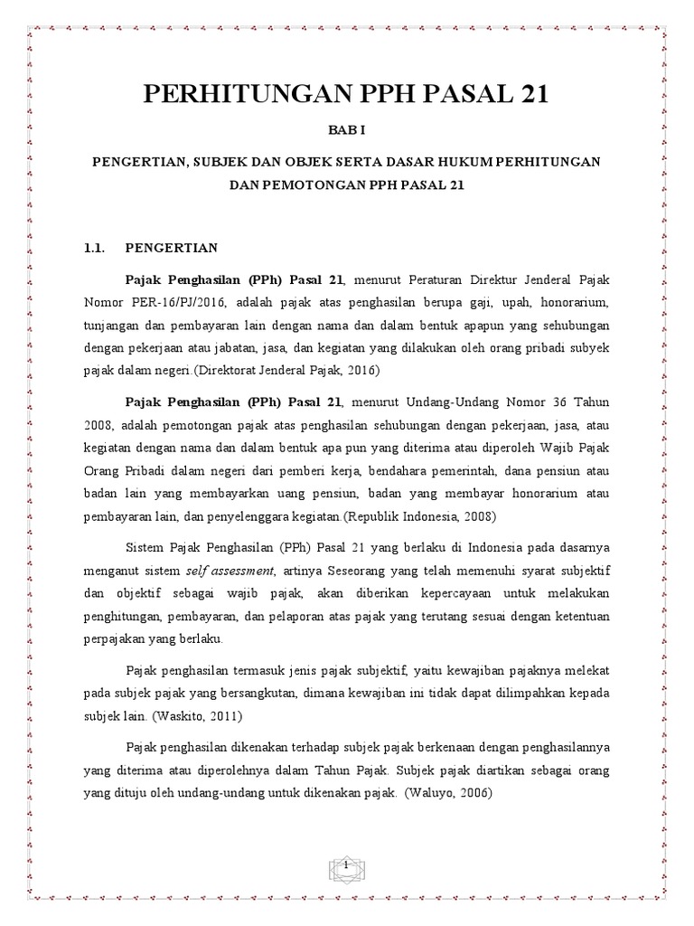 Perhitungan PPH Pasal 21 | PDF