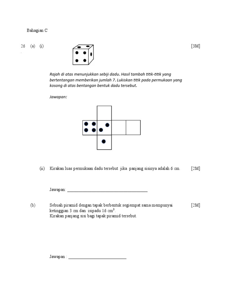 Soalan Bahagian C Bentuk Geometri 3D | PDF