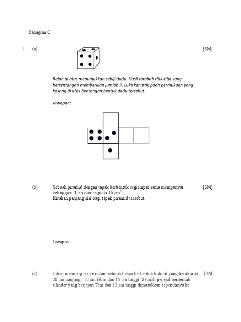Soalan Bahagian C Bentuk Geometri 3d Pdf
