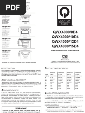 Quantum Audio Subwoofer Installation Guide | PDF | Volume