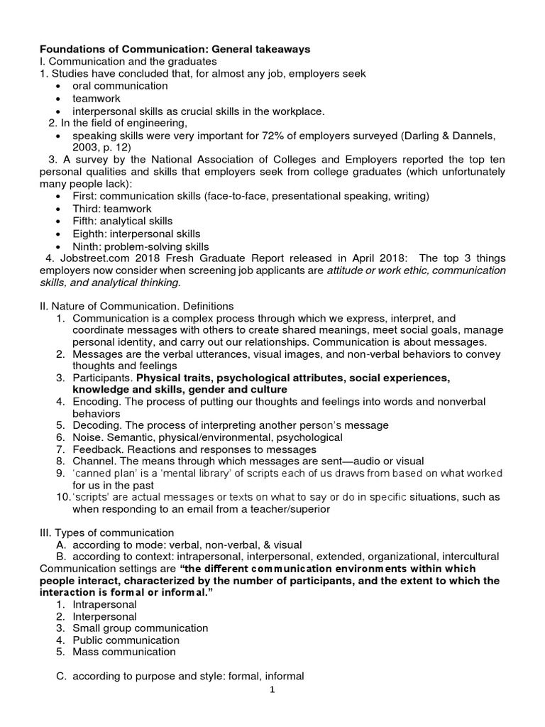 Foundations of Communication Lecture Edited | PDF | Nonverbal ...