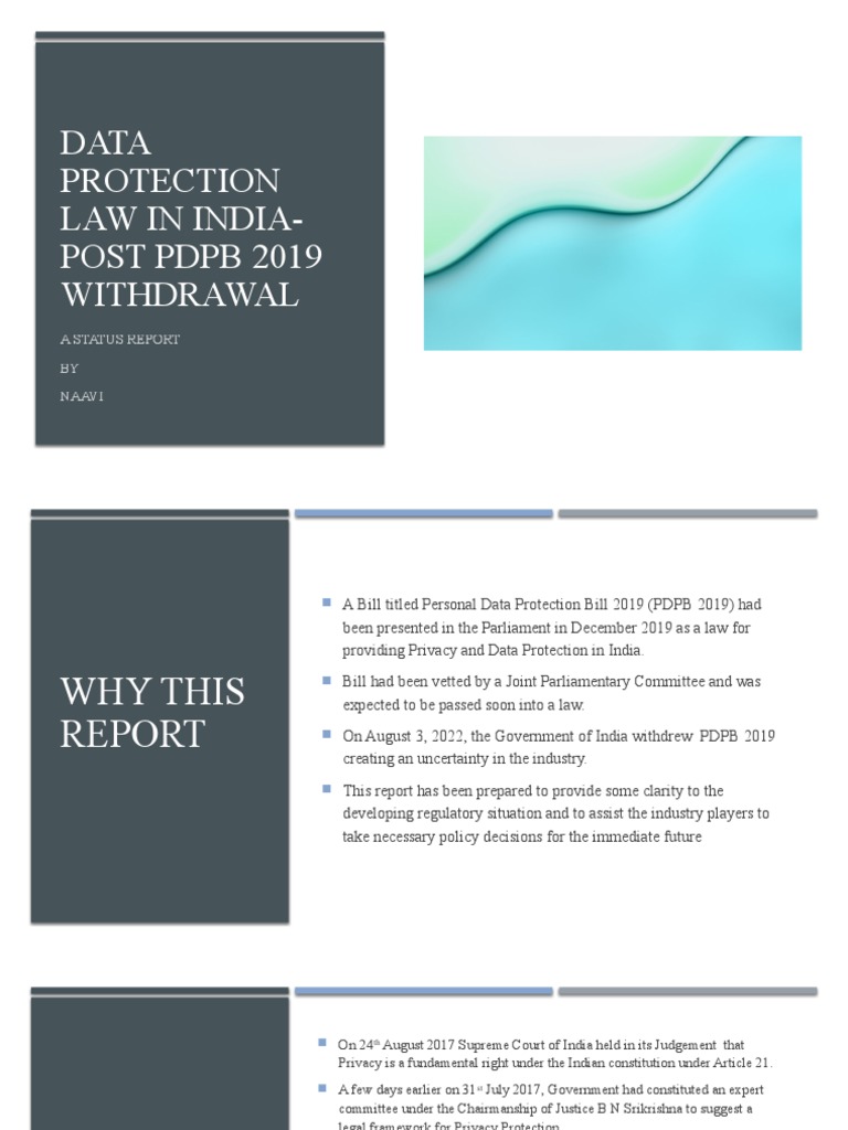 Data Protection Law in India-Post PDPB 2019 Withdrawal | PDF ...