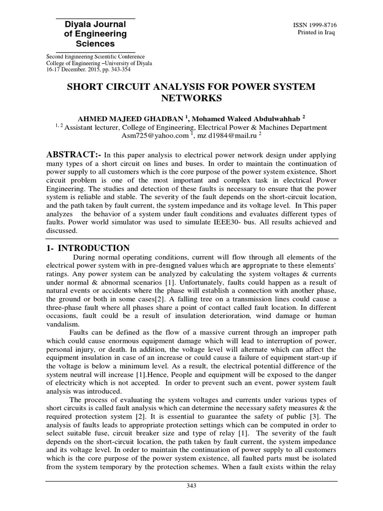 Short Circuit Analysis PDF Electrical Impedance Electrical Network