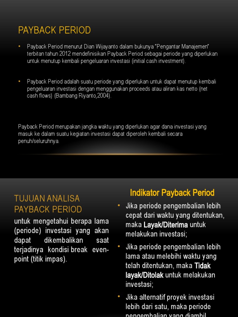 Definisi dan Analisis Payback Period | PDF | Pengelolaan Keuangan & Uang