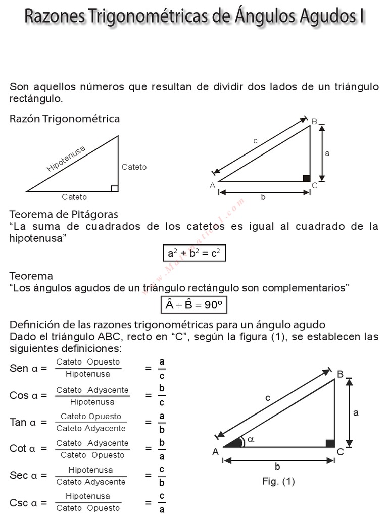 Razones Trigonometricas de Angulos Agudo | PDF | Trigonometría ...