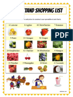 Excel Fruit Stand Shopping List