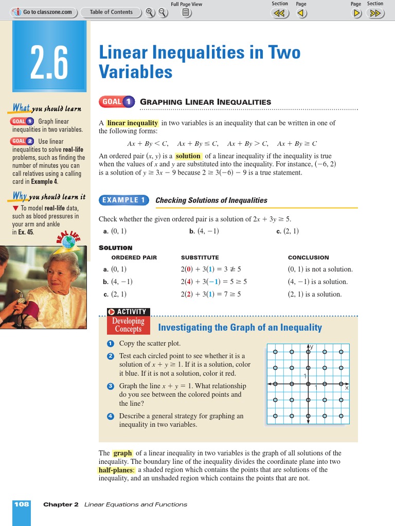 2.6 Linear Inequalities in Two Variables | PDF | Inequality ...