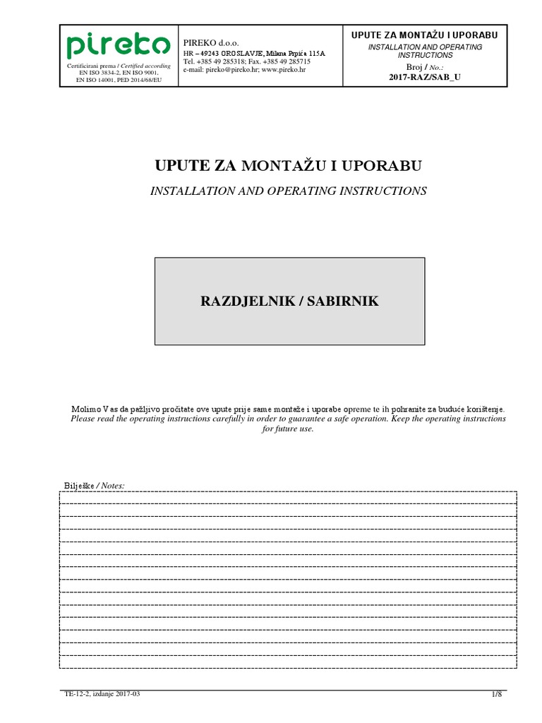 Upute Za Rad-Razdjelnik 14.04.2017 | PDF
