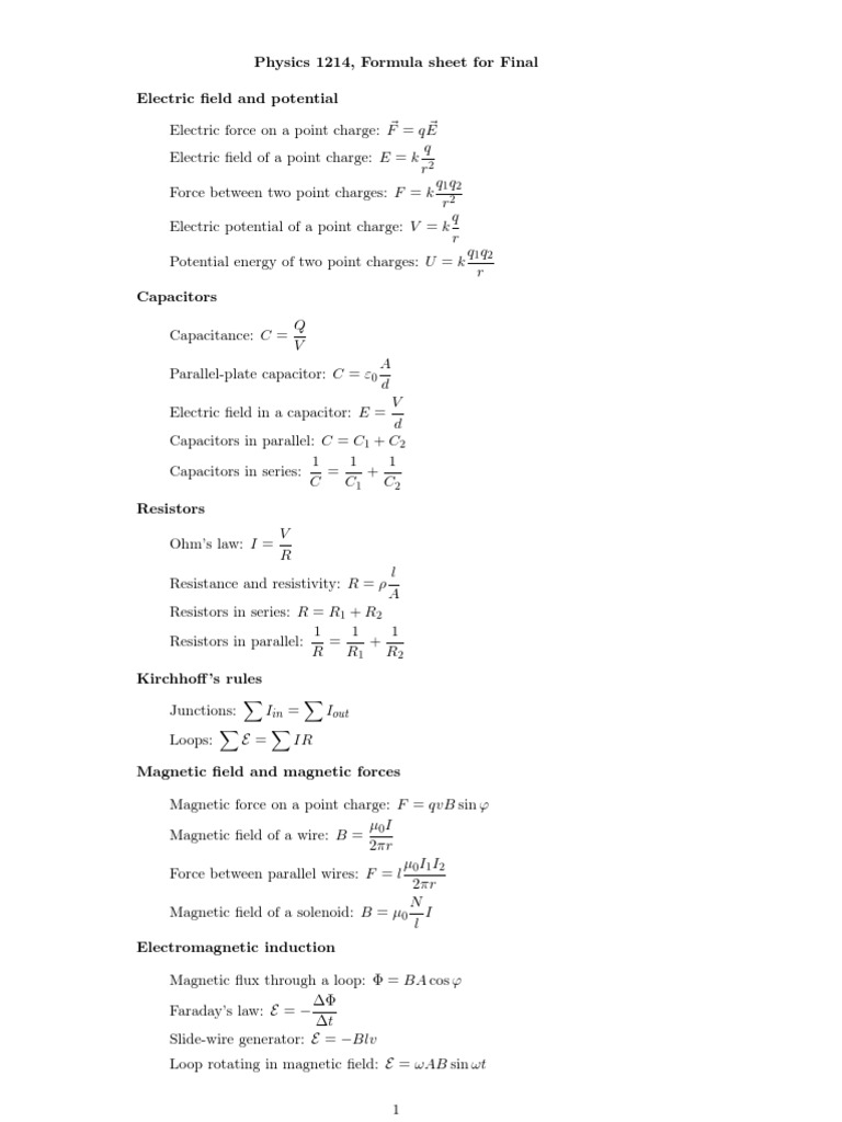 Formula F | PDF | Electricity | Series And Parallel Circuits