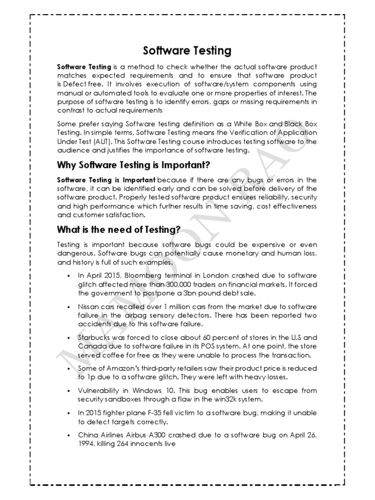 Software Testing Fundamentals PDF Software Testing Software