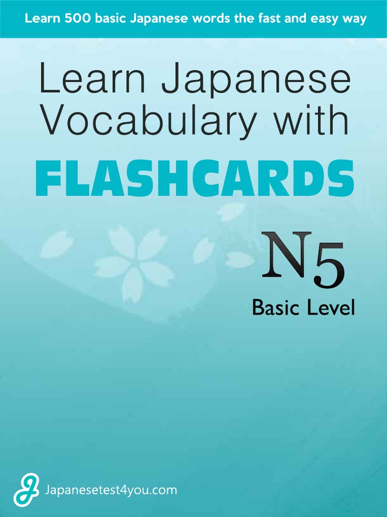 Learn Japanese Vocabulary With Flashcards Jlpt N5 Preview Pdf