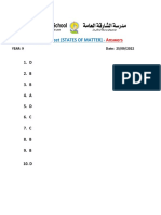 Worksheet [States of matter]- Answers