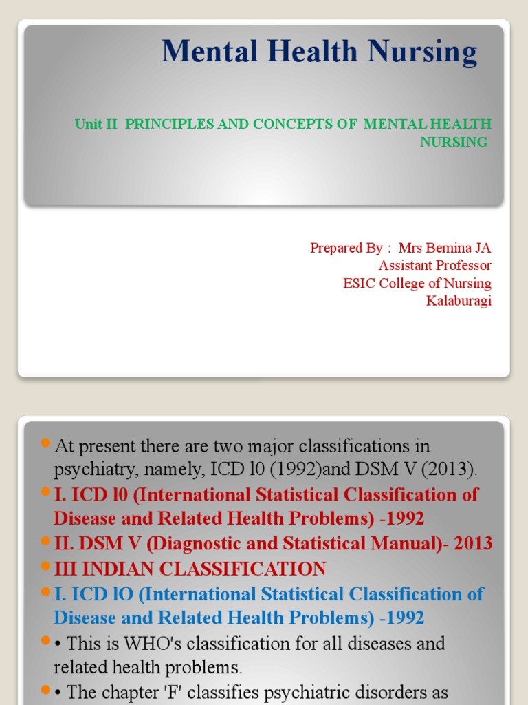 Mental Health Nursing II UNIT | PDF | Mental Disorder | Diagnostic And ...