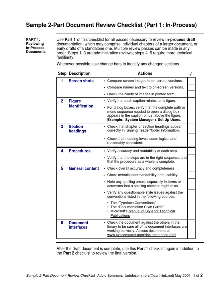 Document Review Checklists PDF Troubleshooting Usability
