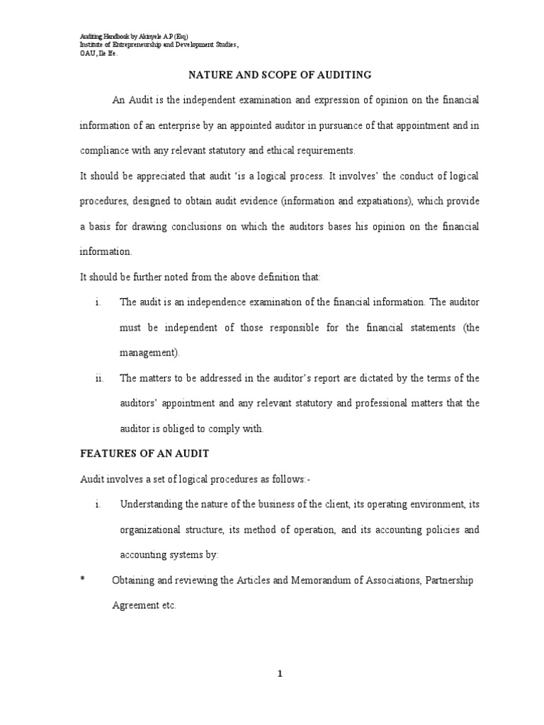 Nature and Scope of Auditing | PDF | Audit | Financial Audit