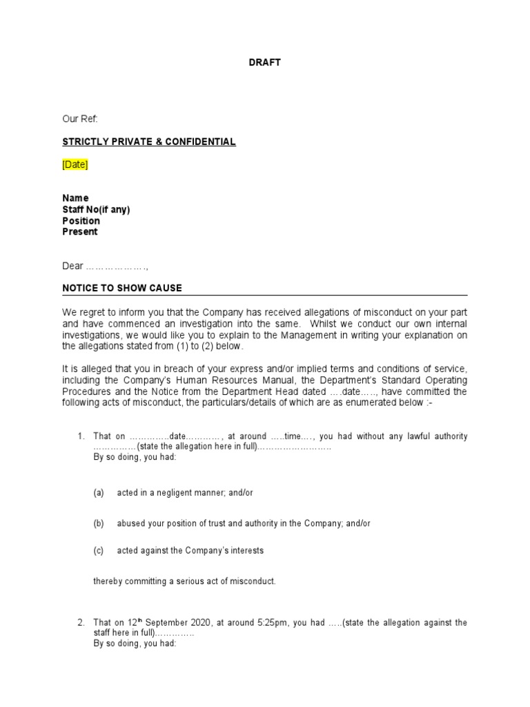Notice To Show Cause Template 1 | Download Free PDF | Government | Justice