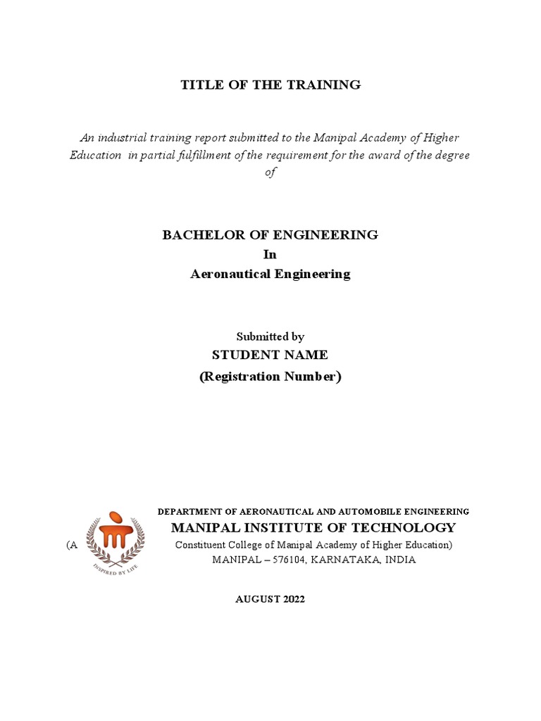 Industrial Training Report Format (20222023) PDF