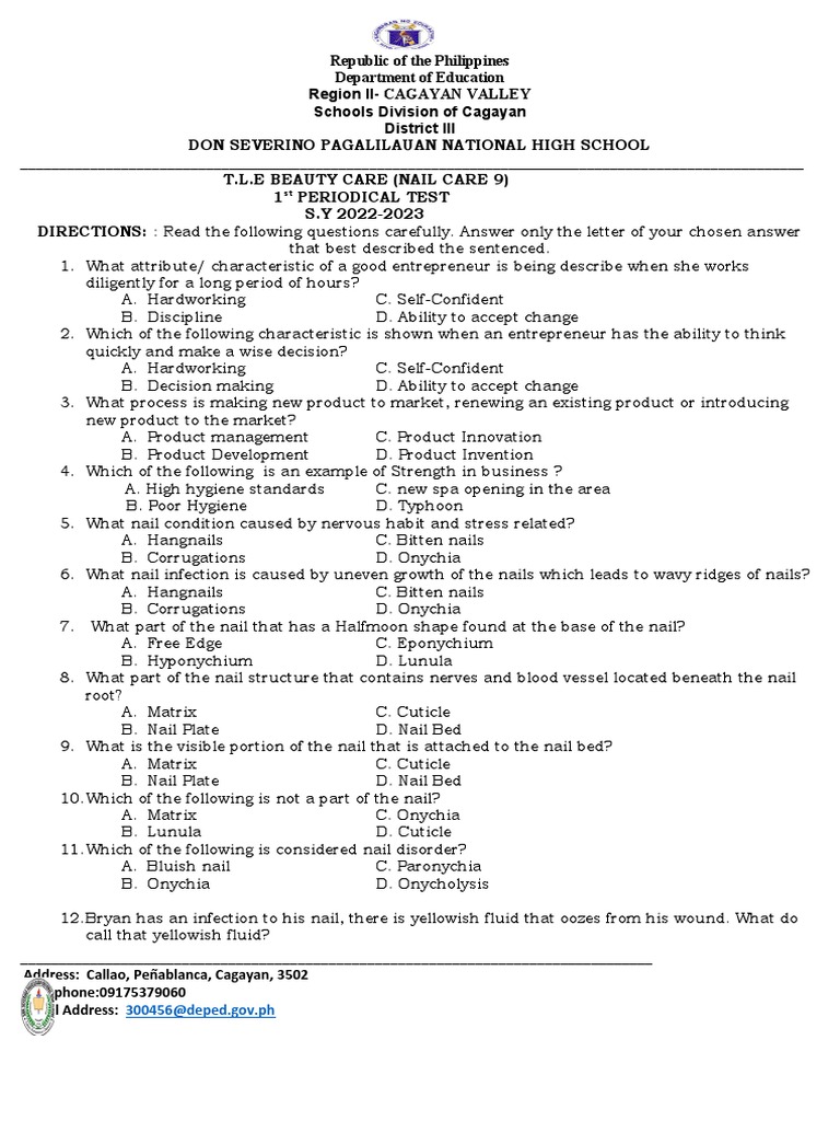 Nail Care 9 Periodical Test PDF Nail (Anatomy) Massage