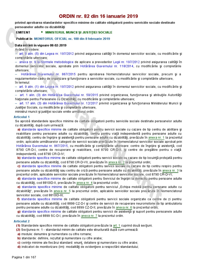 ORDIN Nr. 82 Din 16 Ianuarie 2019 | PDF