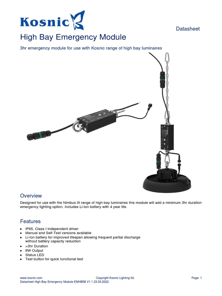 Datasheet High Bay Emergency Module EMHB08 V1.1 23.03.2022 | PDF ...