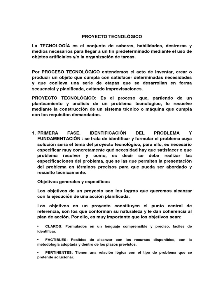 Modelo de Proyecto Tecnológico | PDF | Planificación | Diseño