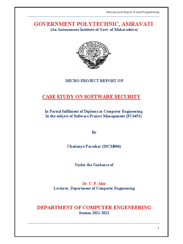 Software Security Case Study Report | PDF | Security | Computer Security