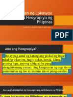 Kaugnayan NG Lokasyon Sa Heograpiya NG Pilipinas: Quarter 1: Araling Panlipunan Week 4