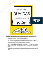 Informações e Dúvidas Gerais Sobre A Atividade 1 e 2 de Ginástica