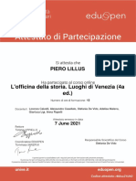 Officina Della Storia Venezia (4a Ed.) - Attestato Di Partecipazione