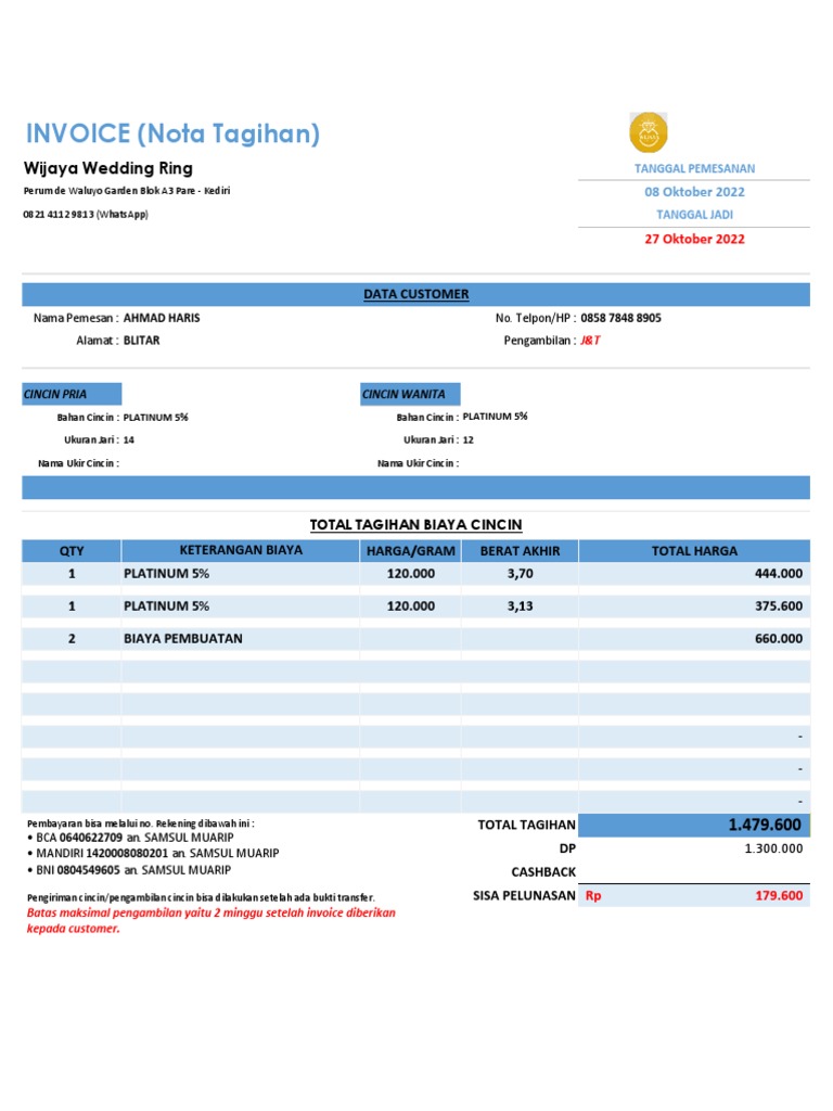 Invoice (KDR) - Ahmad Haris | PDF
