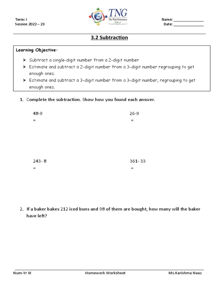 Homework Worksheet | PDF