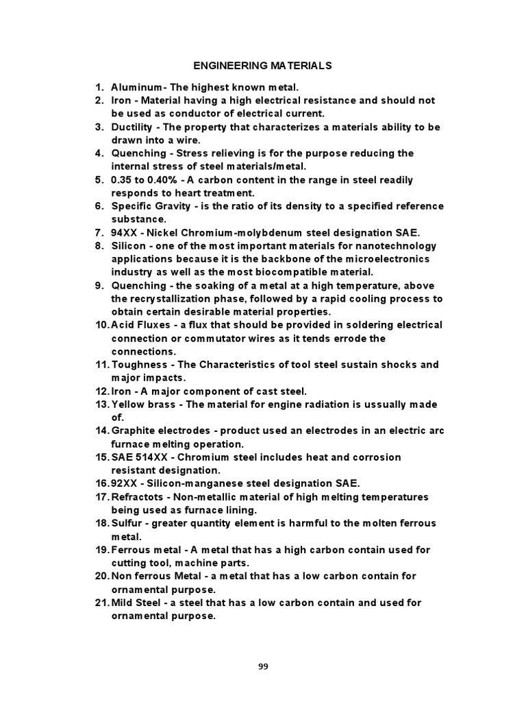 Engineering Materials Overview | PDF | Steel | Metals