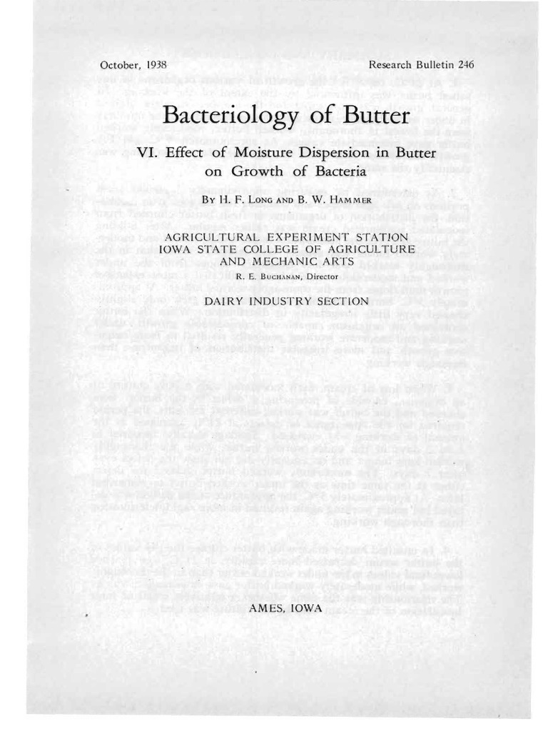 Bacteriology of Butter PDF Bacteria Butter