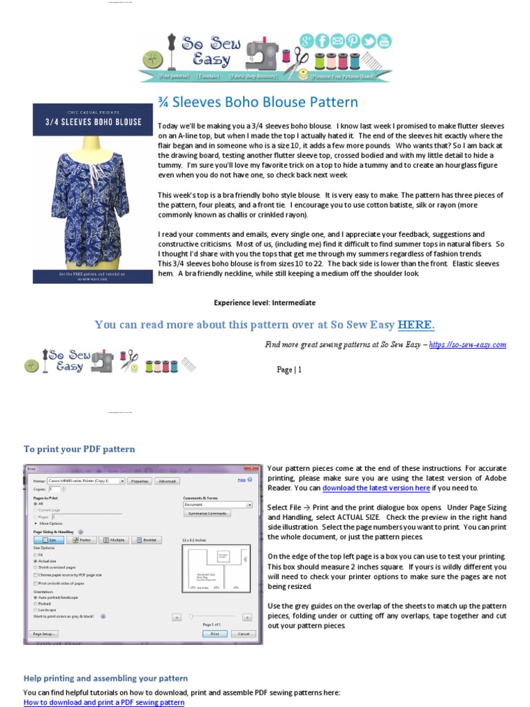 3 - 4 Sleeves Boho Blouse Final | PDF | Sewing | Blouse