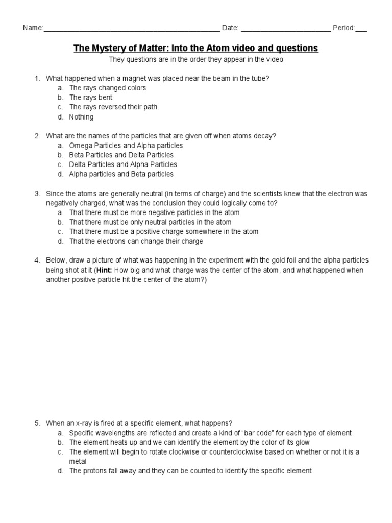 History Of The Atom Worksheet Answer