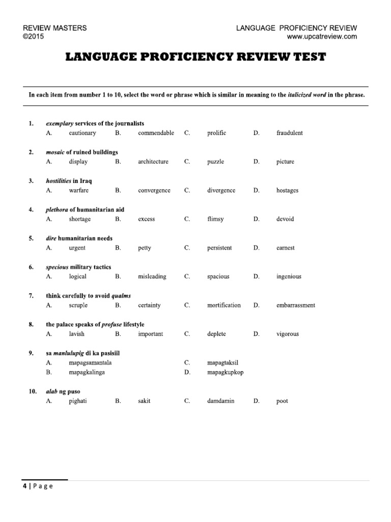 Upcat language proficiency pdf