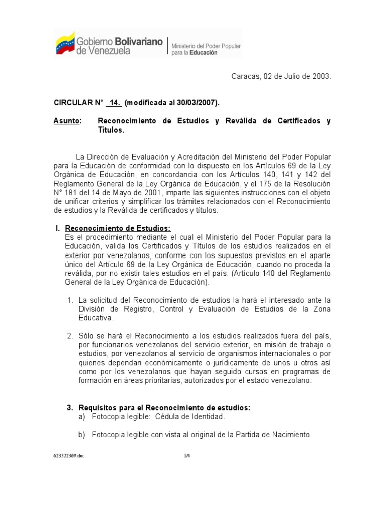 Reconocimiento y rev lida de estudios y t tulos extranjeros pdf