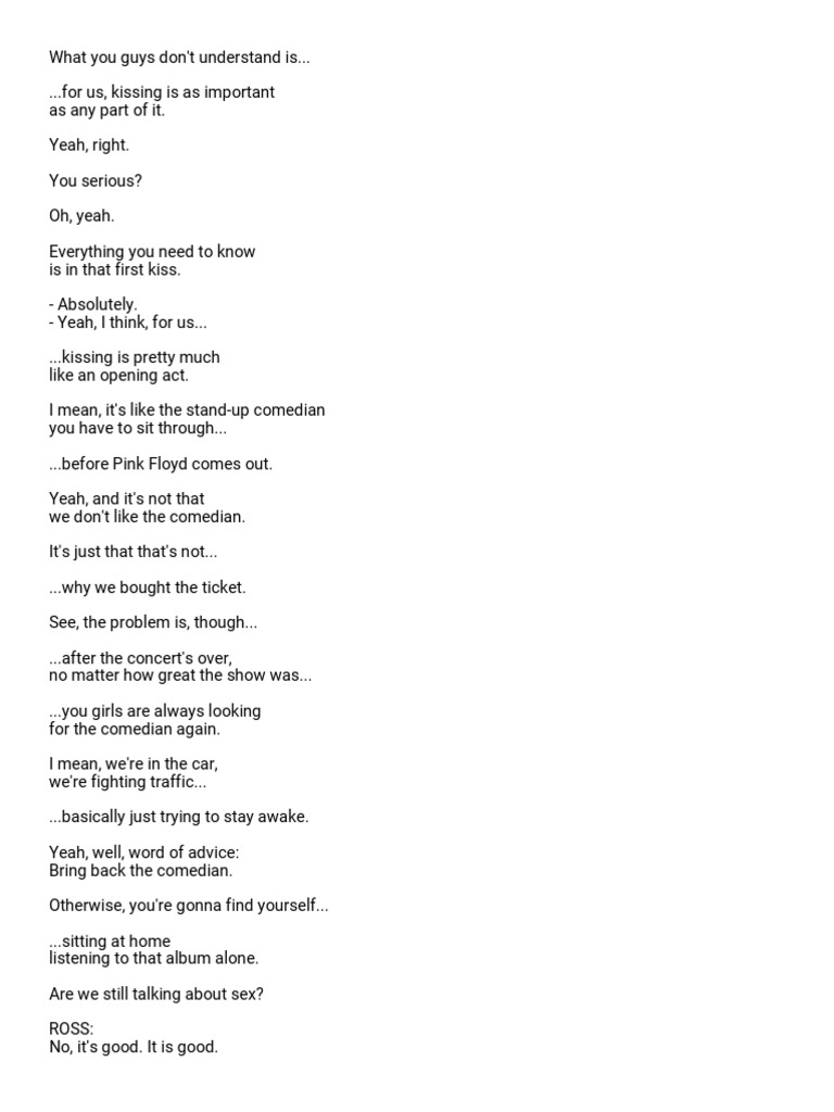 Friends S1E2 Script and Transcript | PDF | Mystery, Thriller & Crime ...