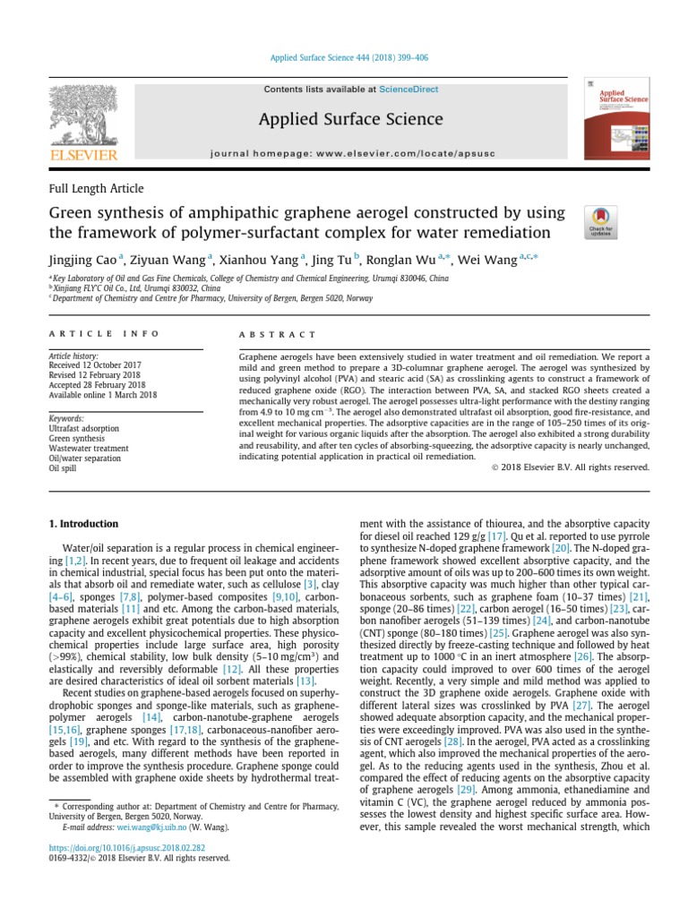 2018Applied Surface Science PDF Graphene Thermogravimetric Analysis
