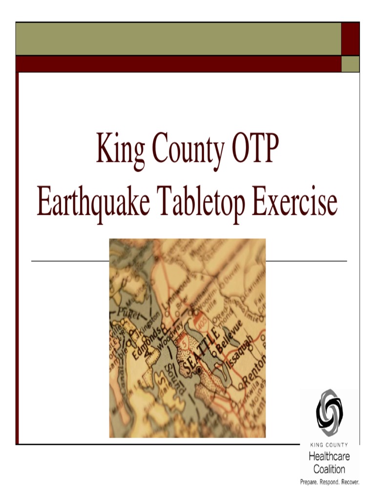 King County OTP Earthquake Tabletop Exercise 0 PDF Health