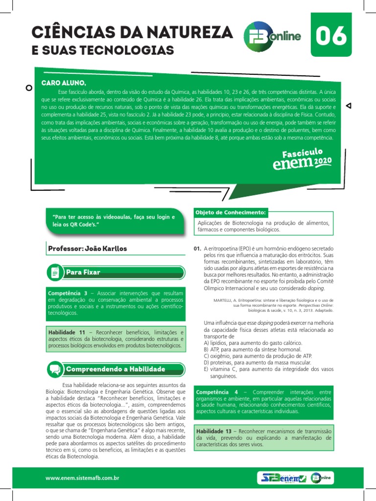 Fascículo 06 - Ciências Da Natureza e Suas Tecnologias | PDF | Química ...