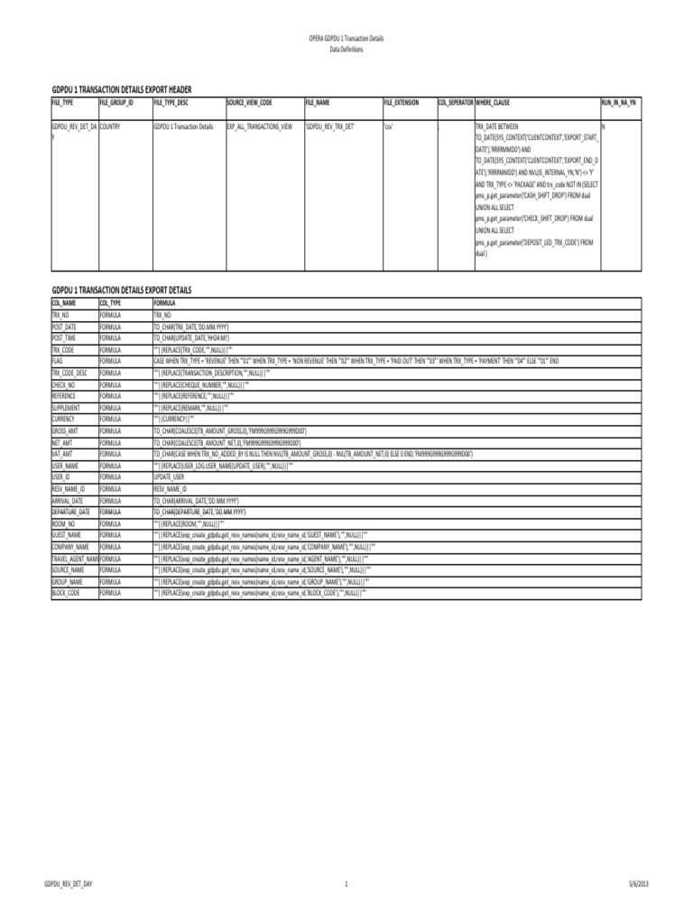 Gdpdu 1 Transaction Details Data Definition | PDF