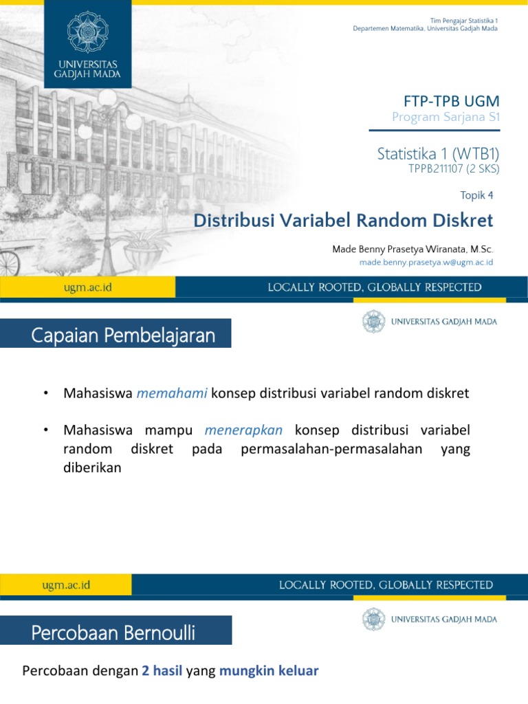 Distribusi Variabel Random Diskret dalam Statistika | PDF