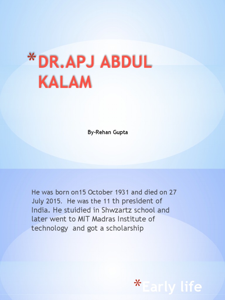 APJ ABDUL KALAM BIOGRAPHY PPT PRESENTATION visual data 2