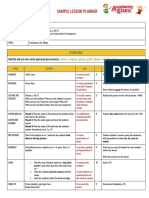 Sample Lesson Planner: Identify and Use New Words (Personal Possessions)