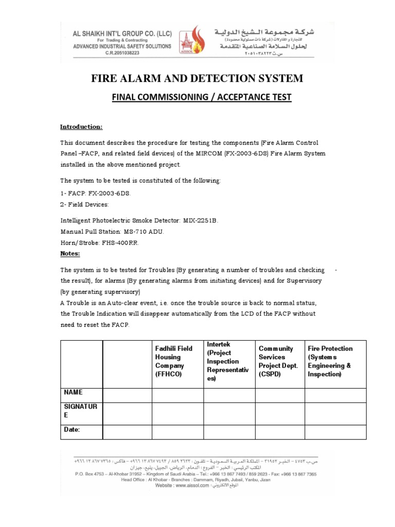 Fire Alarm and Detection System Procedure | PDF | Manufactured Goods ...