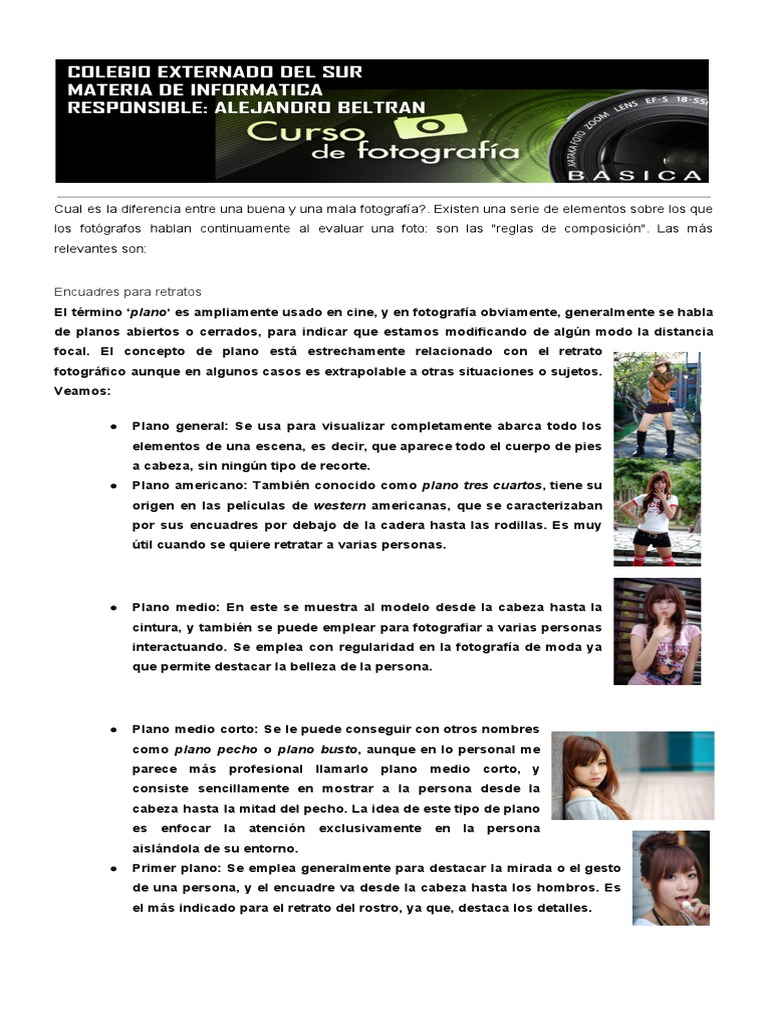 Tipos de Planos en Fotografía | PDF | Flash (fotografía) | Perspectiva ...