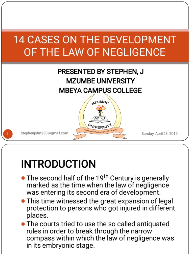 14 Cases On The Development of The Law | PDF | Negligence | Duty Of Care