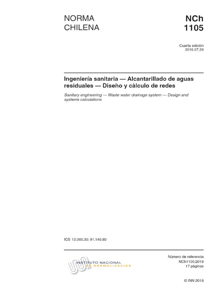 NCH 1105 2019 Ingenieria Sanitaria Alcan | PDF